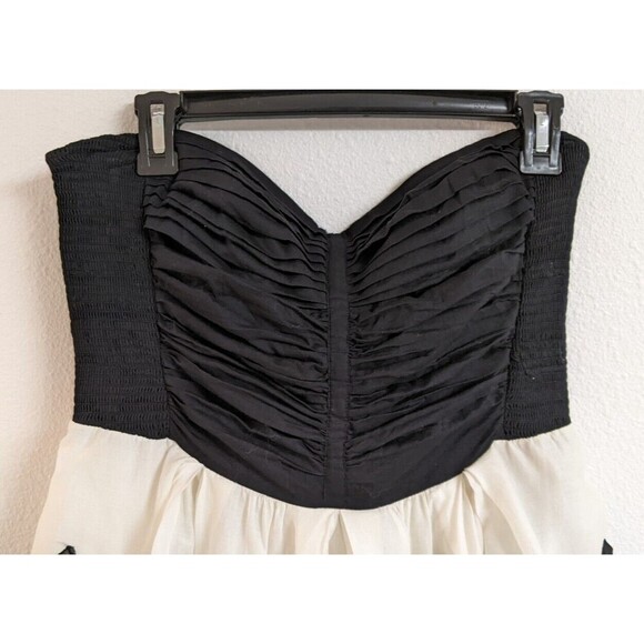 Anthropologie Leifnotes Black/White "Cherie" Chevron Strapless Party Dress SZ 10 - Picture 3 of 11